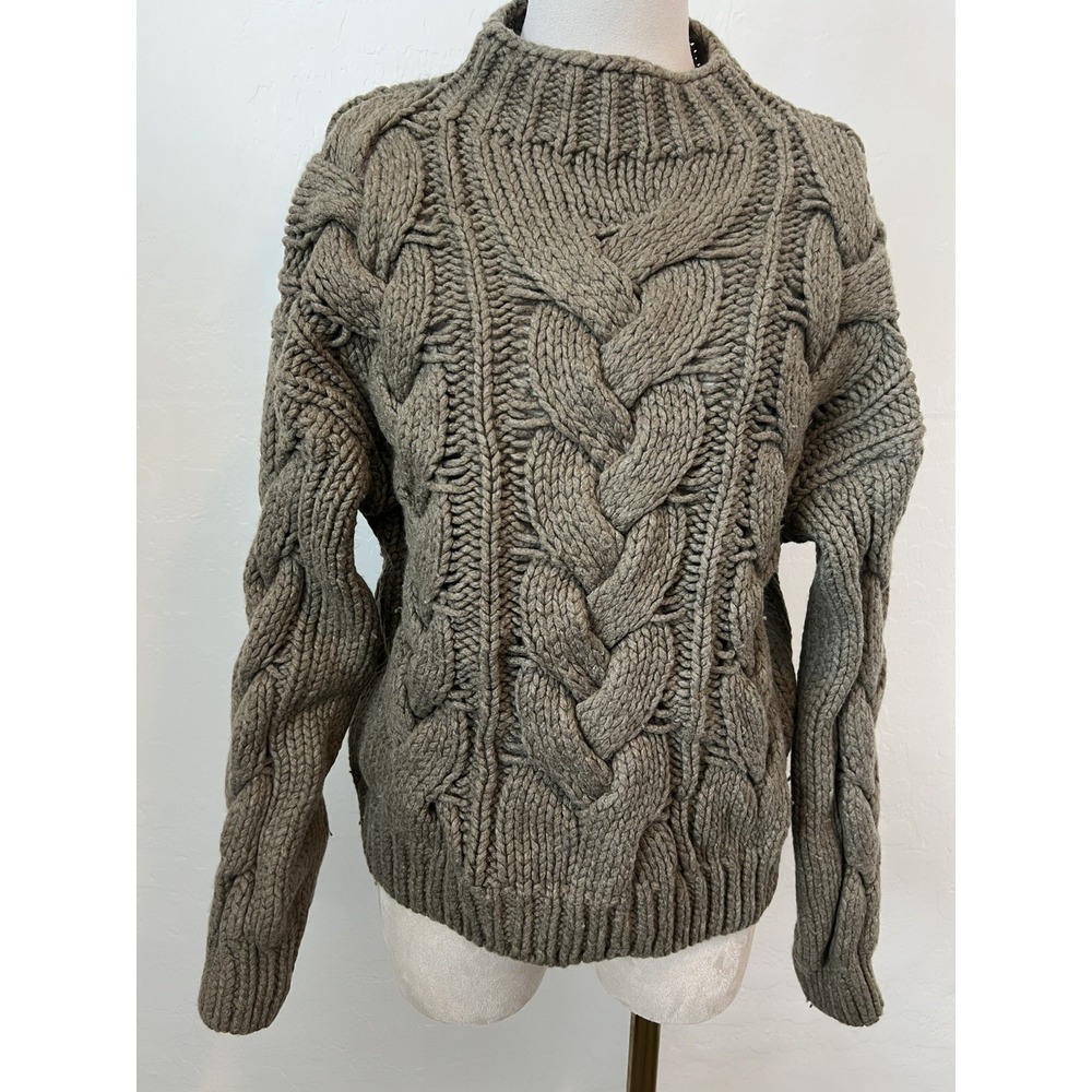 Polo Ralph Lauren Wool Cashmere Chunky Cable Knit Sweater Taupe Brown Mens M - Picture 6 of 12
